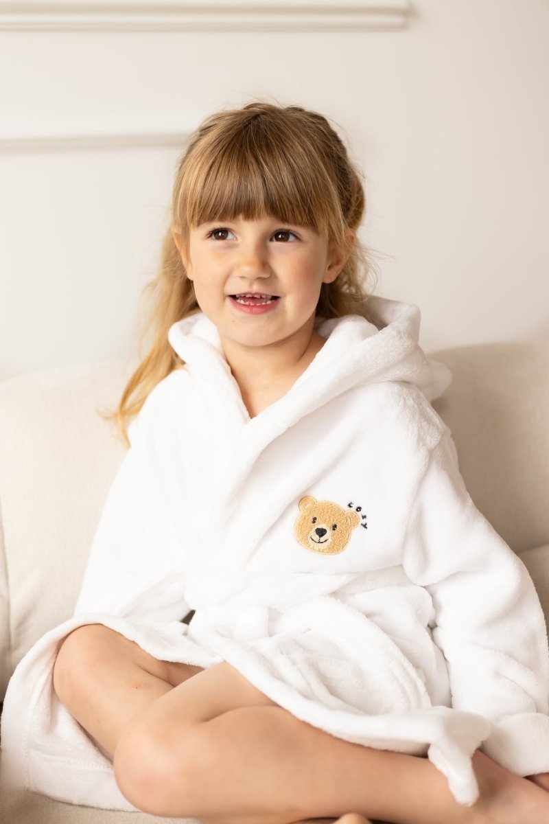 COZY Bear Hooded Dressing Gown Bear Ears - White – product image 7 of 10