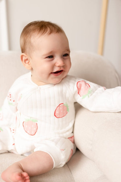 The Strawberry Boucle Wrap Baby Grow Romper – product image 3 of 4