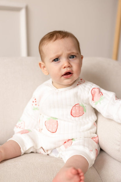 The Strawberry Boucle Wrap Baby Grow Romper – product image 4 of 4