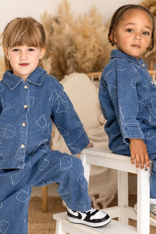 Baby Embroidered Bear Denim Two-Piece Set – product image 1 of 10
