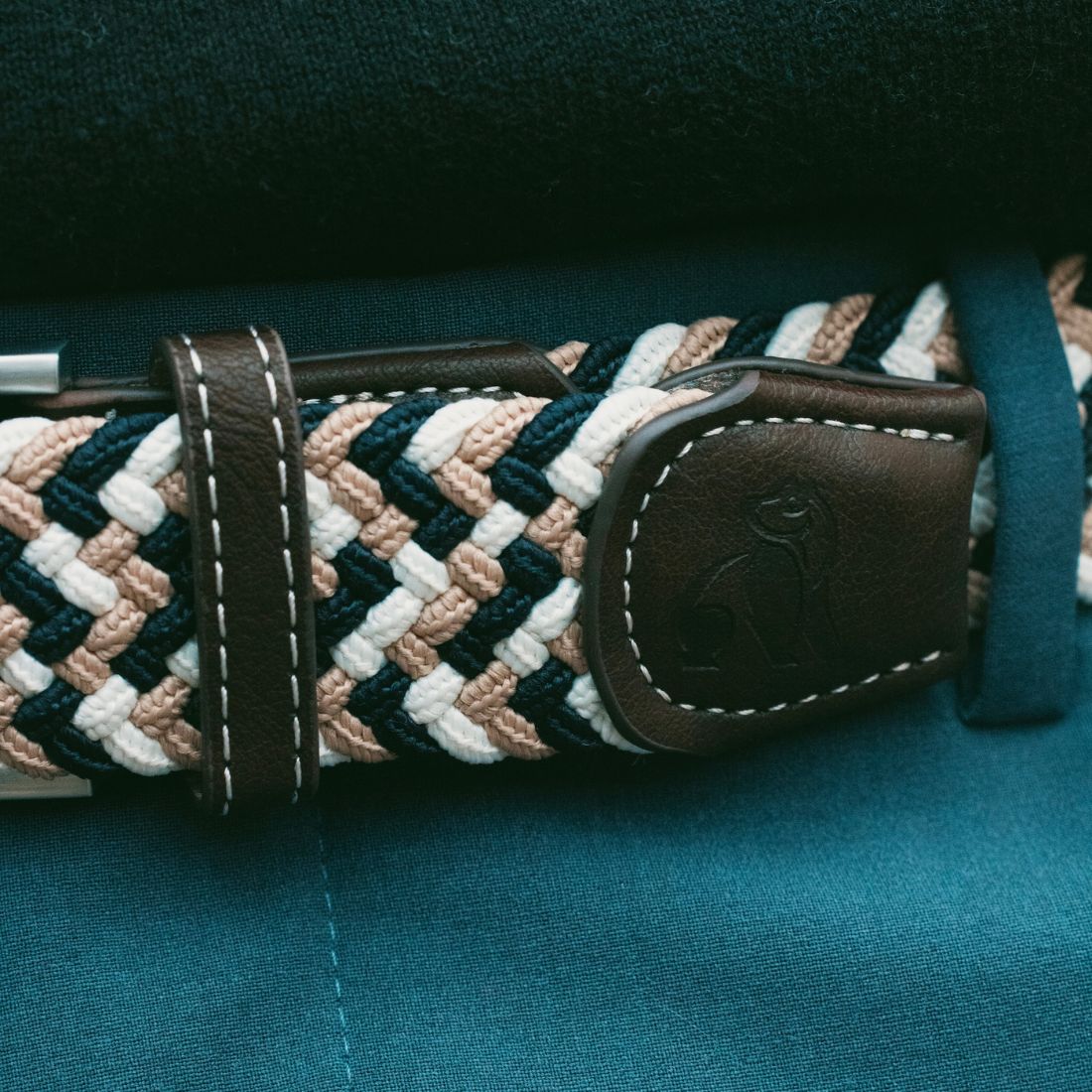 Woven Belt - Navy / Beige Zigzag – product image 2 of 7