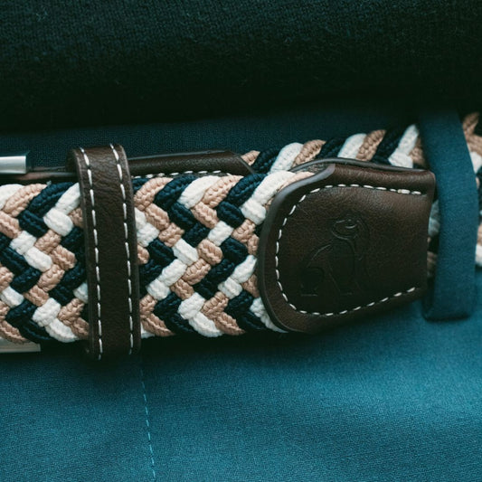 Woven Belt - Navy / Beige Zigzag – product image 2 of 7