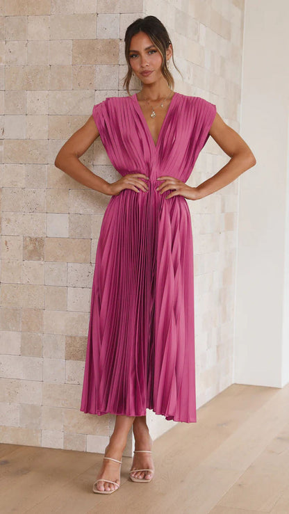 Women's Sleeveless V-Neck Pleated Dress – product image 11
