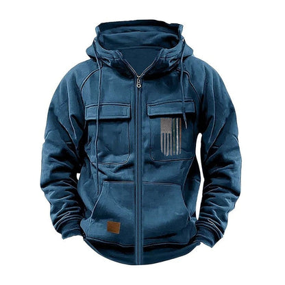 Printed Loose Zip Casual Hooded Sweatshirt – product image 3