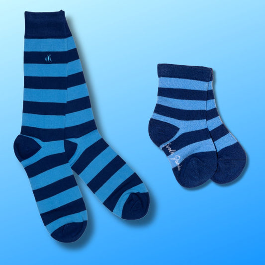 Blue Stripe Matching Bamboo Socks (Adult & Child) – product image 1 of 5