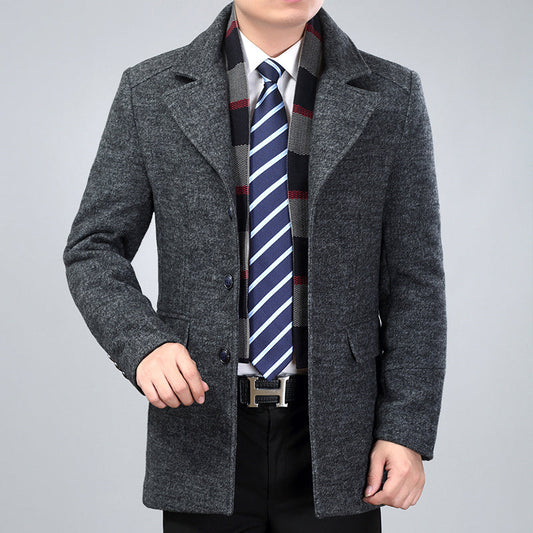 Men's Mid-Length Wool-Blend Trench Coat – product image 1