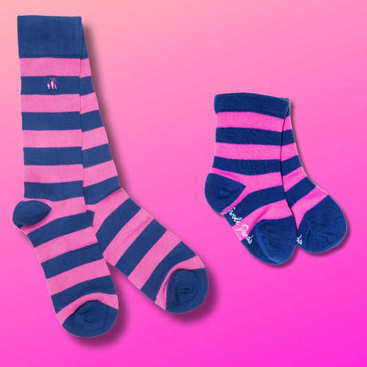 Pink Stripe Matching Bamboo Socks (Adult & Child) – product image 1 of 5