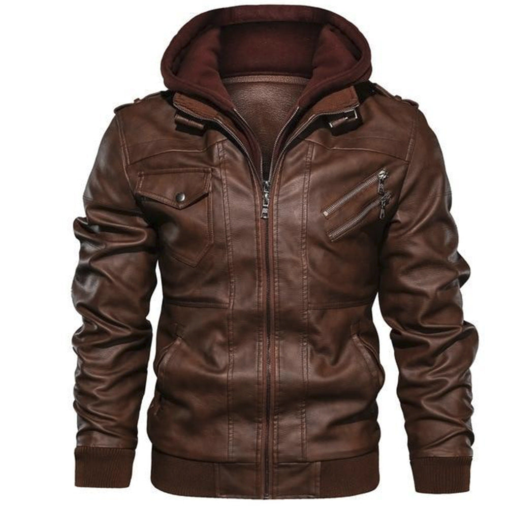 Men's PU Jacket with Detachable Hood – product image 1