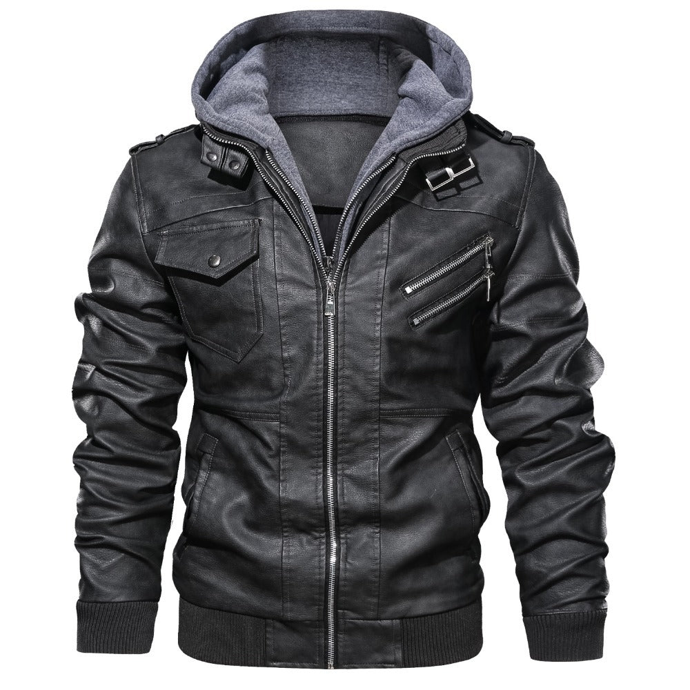 Men's PU Jacket with Detachable Hood – product image 2