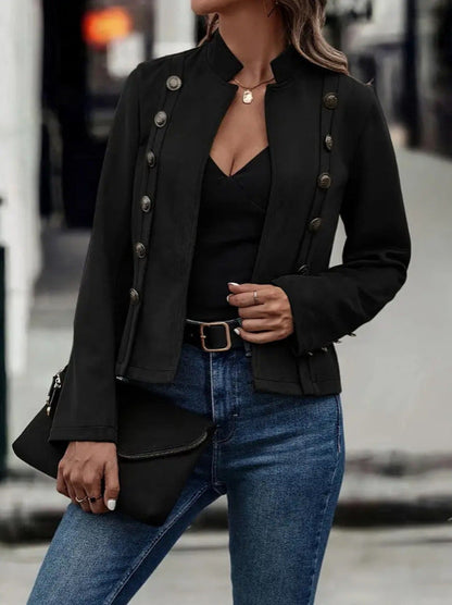 Solid Short Jacket Double Breasted Decorative Design Fashion Retro Suede Long Sleeve Outwear Tops Coat For Womens Clothing - product image 7 of 7