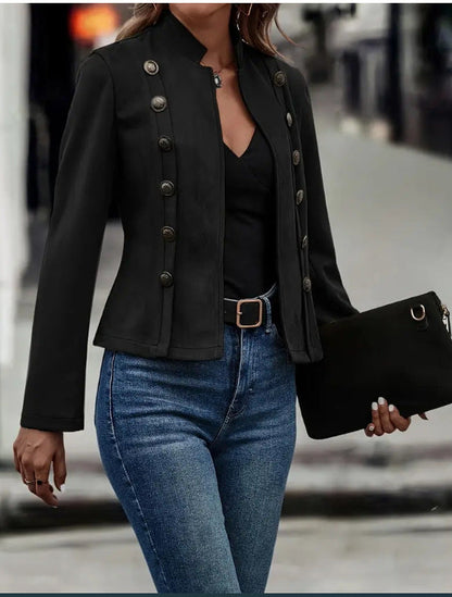 Solid Short Jacket Double Breasted Decorative Design Fashion Retro Suede Long Sleeve Outwear Tops Coat For Womens Clothing - product image 5 of 7