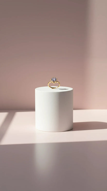 Round Cut Solitaire Crystal Ring Gold Box set of 12 – product image 1 of 2