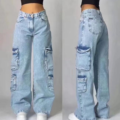 Fashionable American-style Workwear Denim Jeans For Women - product image 1 of 2