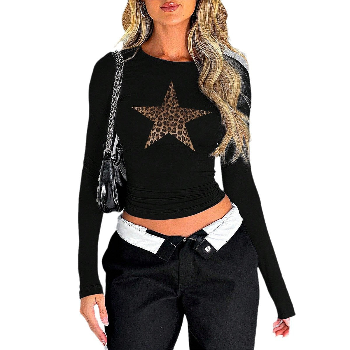 Women's Printed Cropped Long-Sleeve Top – product image 5