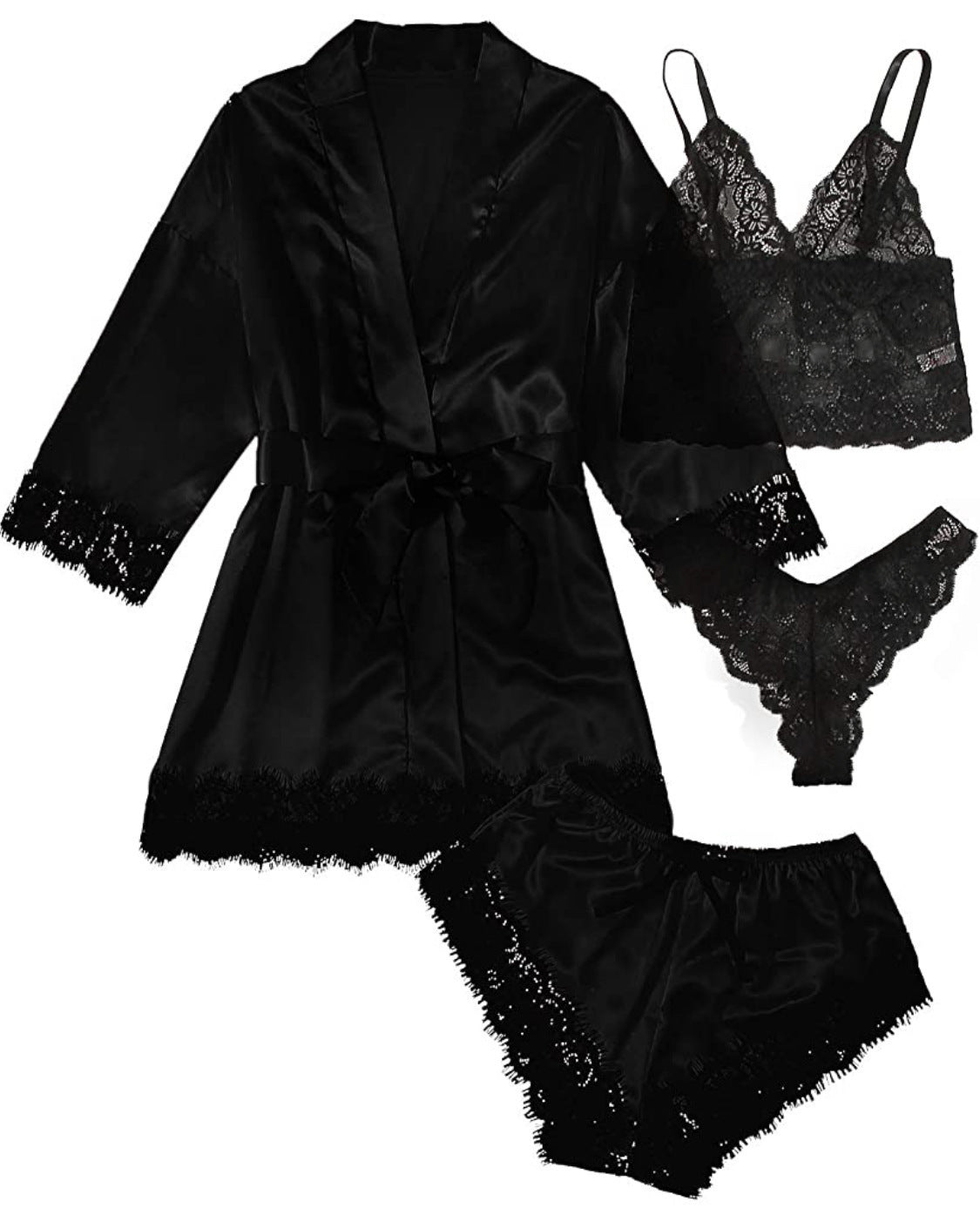 European And American Ladies Pajamas Four-piece Set – product image 2