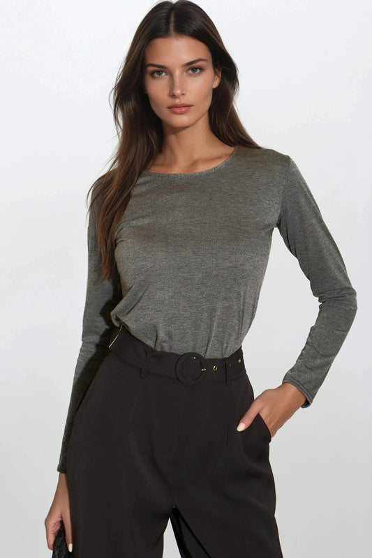 Charcoal Round Neck Long Sleeve Top – product image 1