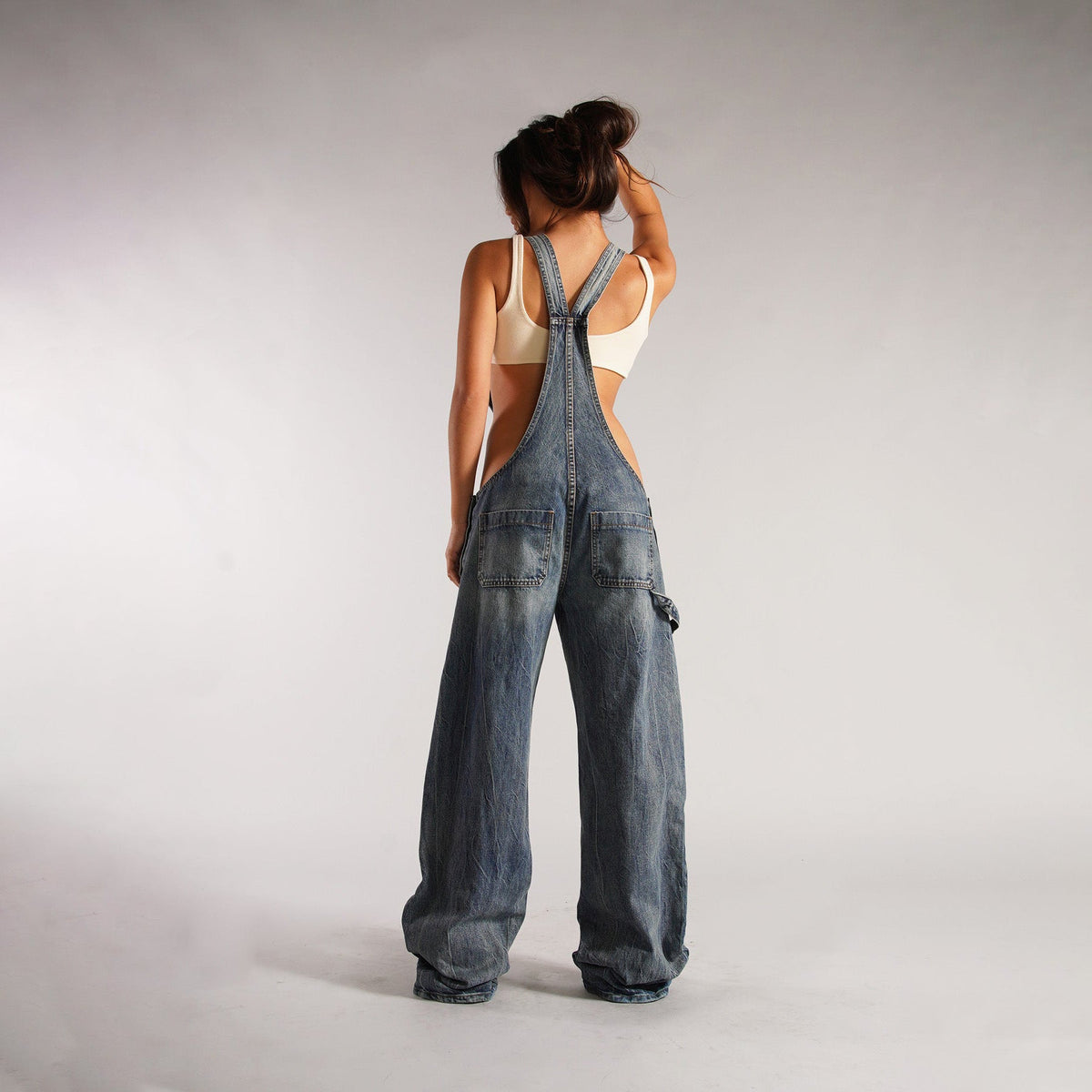 Y2K Zipper Denim Overalls With Pockets Fashion Loose Suspender Jumpsuit Streetwear Jeans Pants Womens Clothing - product image 7 of 13