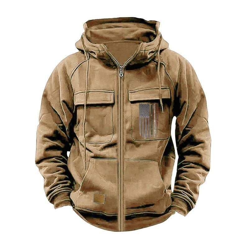 Printed Loose Zip Casual Hooded Sweatshirt – product image 4
