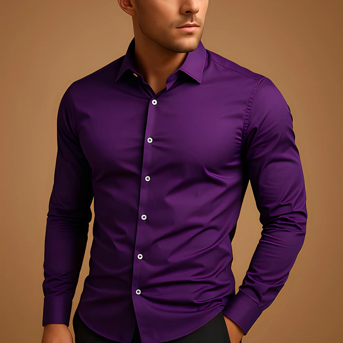 Men's Solid Long-Sleeve Casual Shirt – product image 16
