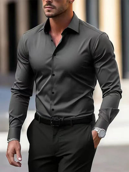 Men's Solid Long-Sleeve Casual Shirt – product image 12