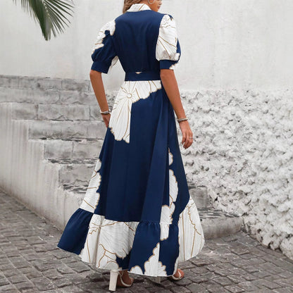 Women's Casual Printed Dress With A Turn-down Collar And Cinched Waist - product image 5 of 5