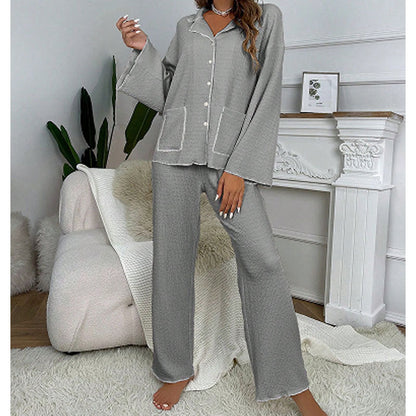 Lapel-collar Button-up Pajama Set For Women - product image 10 of 13