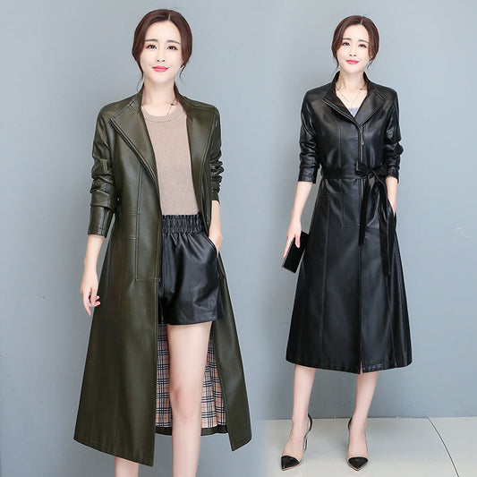 Women's Mid-length Slim-fit Over-the-knee Sheepskin Trench Coat – product image 1