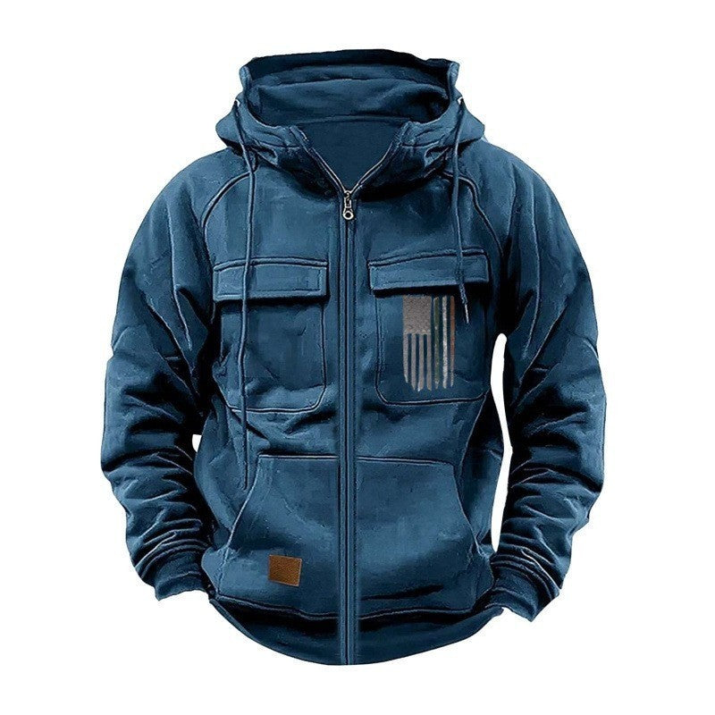 Printed Loose Zip Casual Hooded Sweatshirt – product image 11