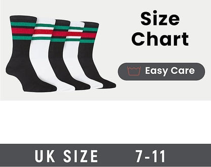 Sock Stack Mens Stripes Sport Crew Socks Cotton Durable Blend 5 Pack For Training Running – product image 6 of 6