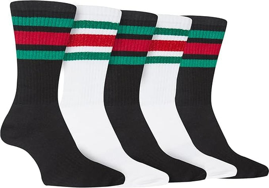 Sock Stack Mens Stripes Sport Crew Socks Cotton Durable Blend 5 Pack For Training Running – product image 1 of 6