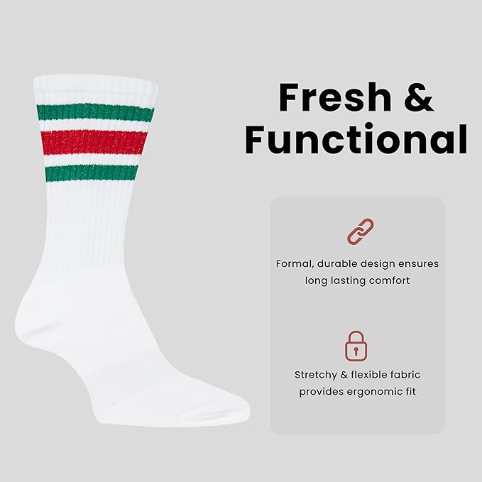 Sock Stack Mens Stripes Sport Crew Socks Cotton Durable Blend 5 Pack For Training Running – product image 3 of 6