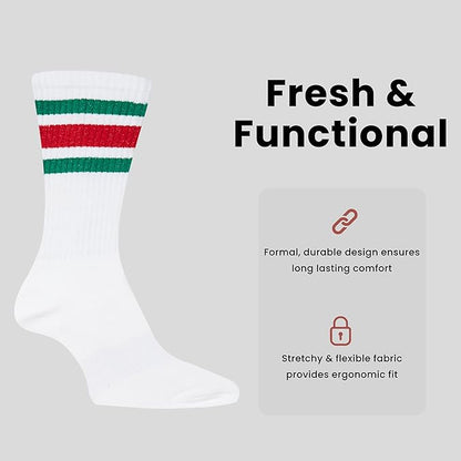 Sock Stack Mens Stripes Sport Crew Socks Cotton Durable Blend 5 Pack For Training Running – product image 3 of 6