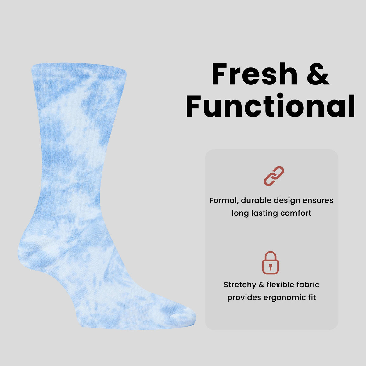 Sock Stack Sport Socks 5 Pack Tie Dye Cotton Durable Blend Unisex Casual Everyday Wear – product image 3 of 6
