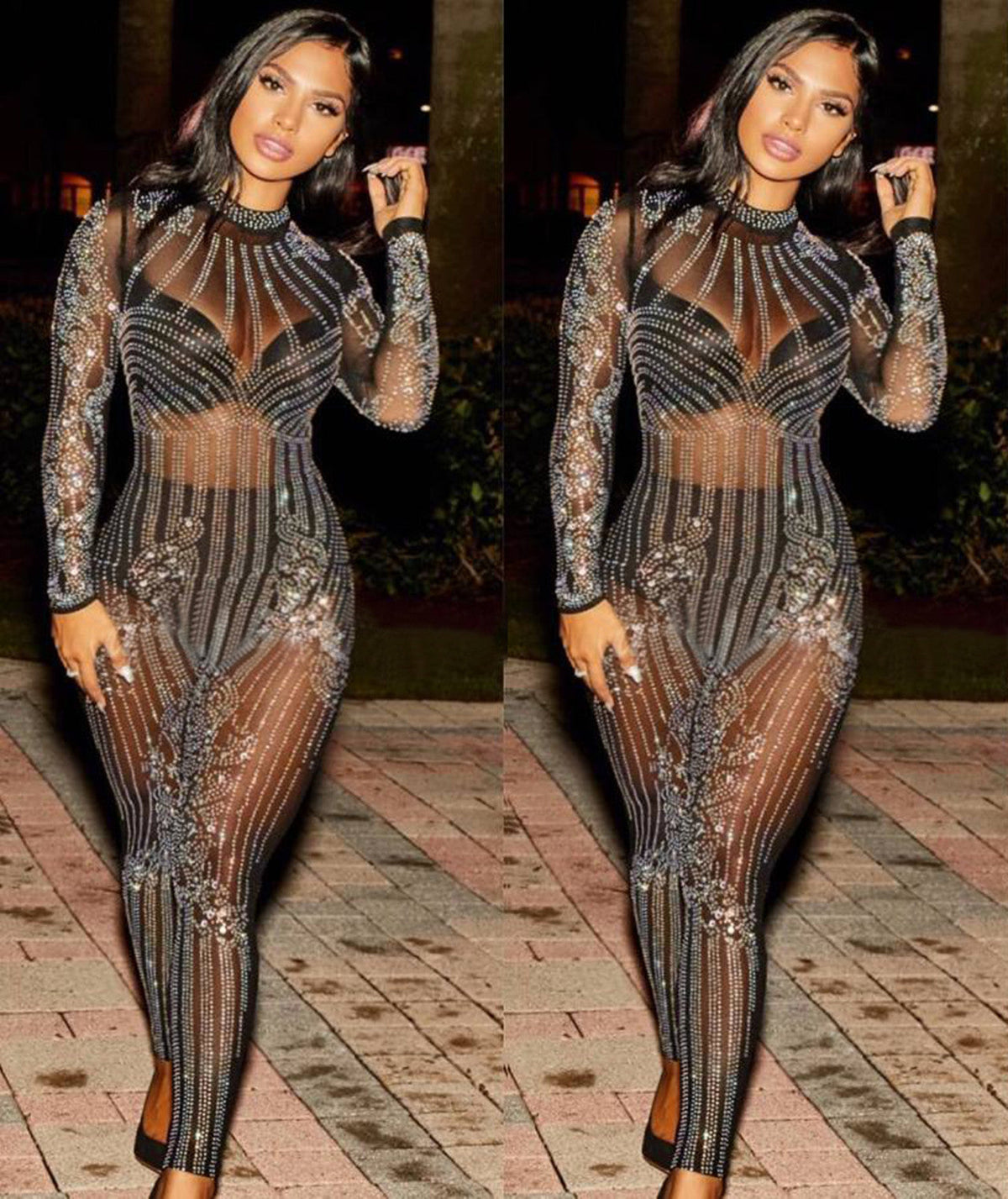 Women's Embellished Mesh Jumpsuit – product image 3