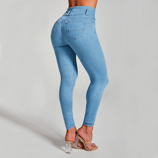 High Waist Jeans Women's Skinny Trousers Tight Stretch Shaping And Hip Lifting Pants - product image 2 of 5