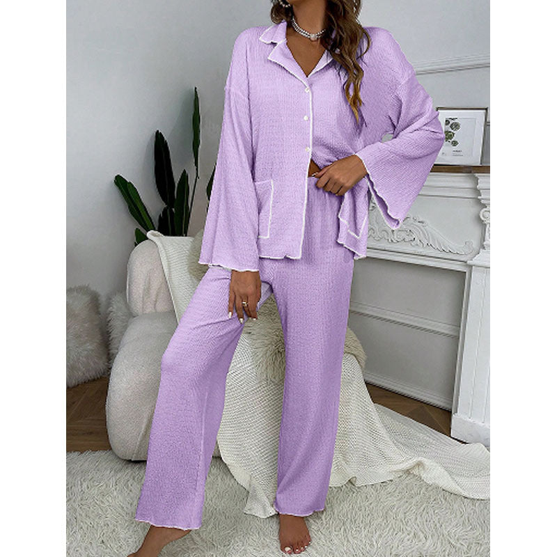 Lapel-collar Button-up Pajama Set For Women - product image 3 of 13