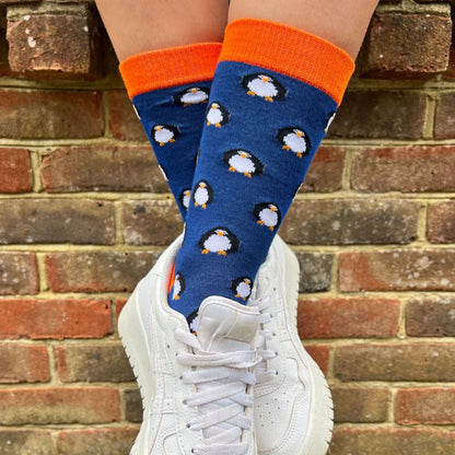 Navy Penguin Bamboo Socks – product image 5