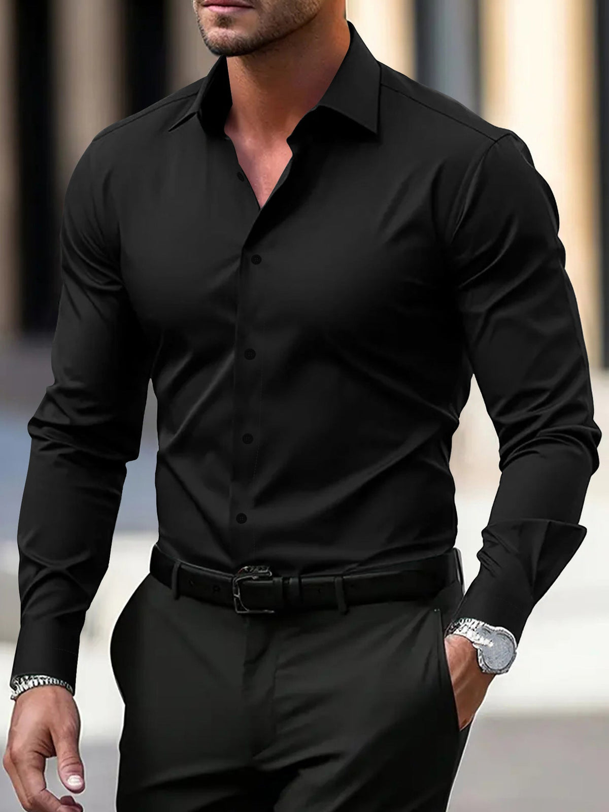 Men's Solid Long-Sleeve Casual Shirt – product image 8