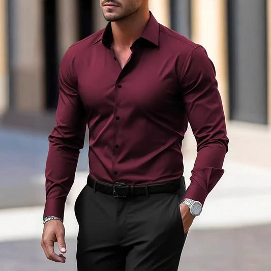 Men's Solid Long-Sleeve Casual Shirt – product image 1