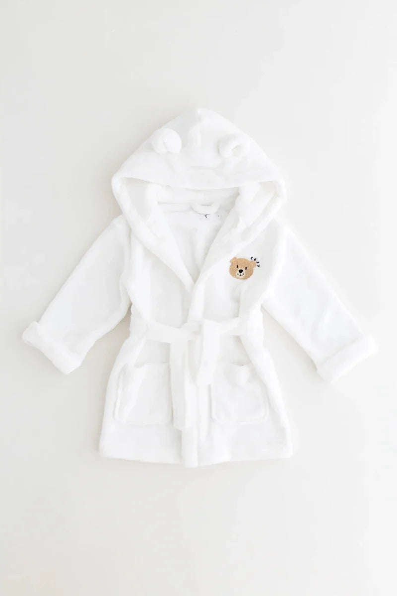 COZY Bear Hooded Dressing Gown Bear Ears - White – product image 4 of 10