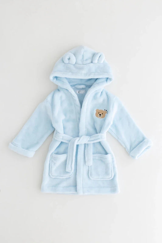 COZY Bear Hooded Dressing Gown Bear Ears - Blue – product image 2 of 10