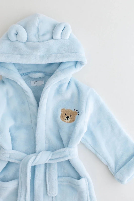 COZY Bear Hooded Dressing Gown Bear Ears - Blue – product image 1 of 10