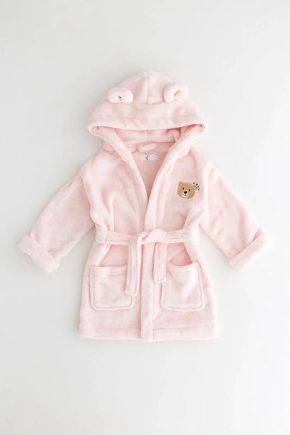 COZY Bear Hooded Dressing Gown Bear Ears - Pink – product image 4 of 10