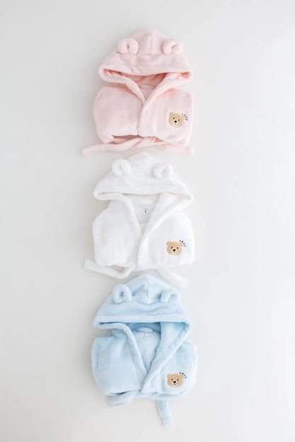 COZY Bear Hooded Dressing Gown Bear Ears - White – product image 2 of 2