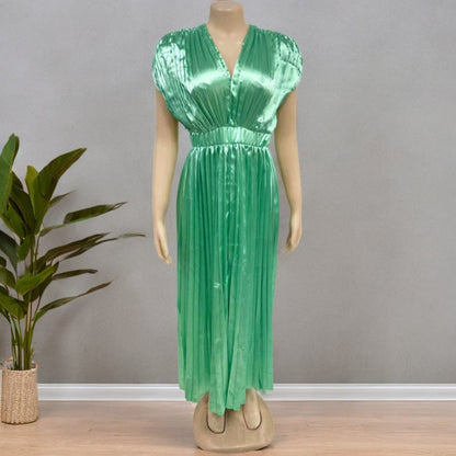 Women's Sleeveless V-Neck Pleated Dress – product image 13