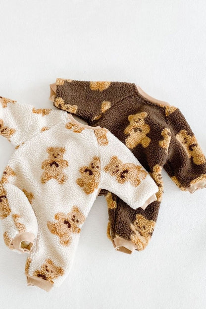 Bear Fleece Romper Cream or Brown – product image 8 of 9