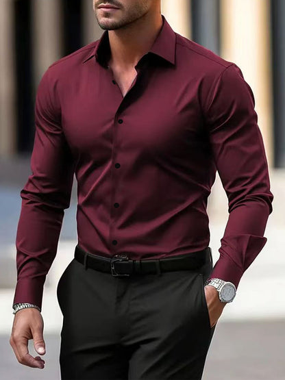 Men's Solid Long-Sleeve Casual Shirt – product image 11