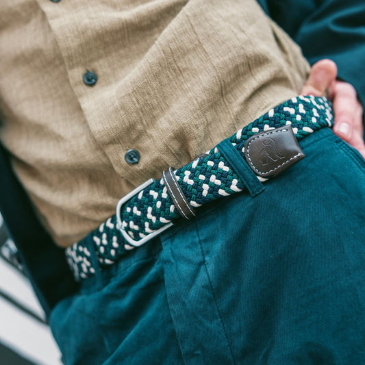 Woven Belt - Navy / Green Zigzag – product image 2 of 6