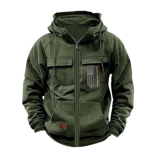 Printed Loose Zip Casual Hooded Sweatshirt – product image 1