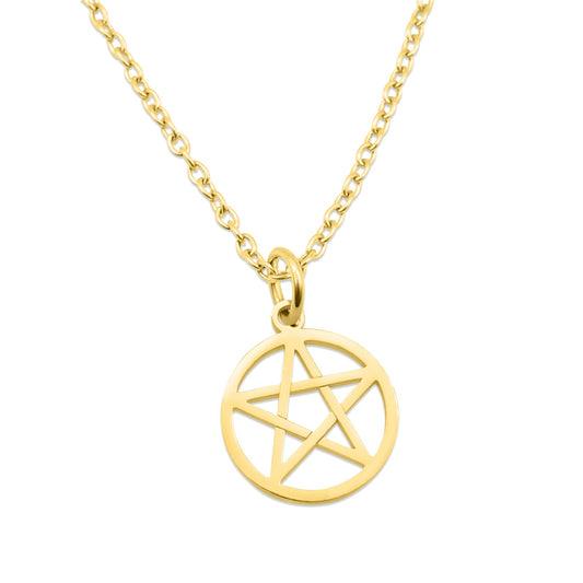 Gold Pentacle Stainless Steel Necklace – product image 1